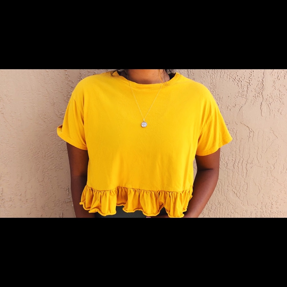 Yellow ruffle top